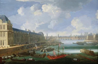 Seinen set mod Pont-Neuf, Louvre og College Mazarin, ca. 1675